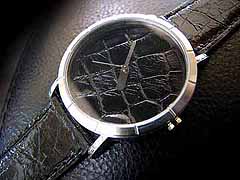 送料無料！EARNEST WATCH レザー文字盤 【サイドワニ黒】