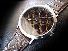 送料無料！EARNEST WATCH レザー文字盤【サイドワニ茶】 