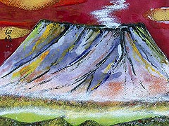 七宝焼　名山シリーズ　阿蘇山　（額縁付）　