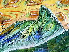 七宝焼　名山シリーズ　石鎚山　（額縁付）　