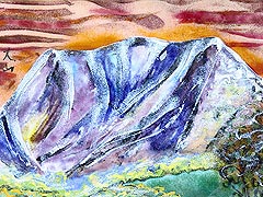 七宝焼　名山シリーズ　大山　（額縁付）　