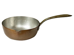 鎚起 (打物) 銅器　銅片手鍋 19cm 生地色 (片口)