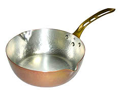 鎚起 (打物) 銅器　銅片手鍋 19cm 生地色 （両口） 