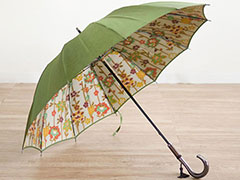 甲州織うらほぐし織傘　和花柄（草色）　親骨55cm　12本カーボン骨　(995326)