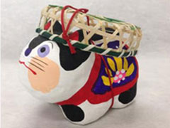 春日部張子人形　ざるかぶり犬張子（大）