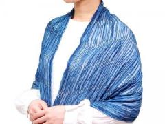 本藍染 ゴム入りショール(絹70%、レーヨン15%、ポリウレタン15%)（天然灰汁醗酵建）