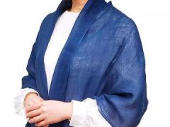 本藍染 麻ストール（麻100％）（天然灰汁醗酵建）No1