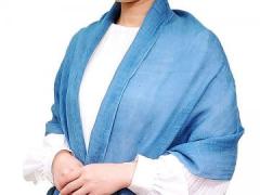 本藍染 麻ストール（麻100％）（天然灰汁醗酵建）No2