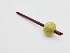 正絹巻き玉かんざし（No.013・染めヒノキの木軸）