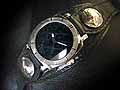 送料無料！EARNEST WATCH レザー文字盤ダブルコンチョ【マットブラックパイソン／サドルブラック】 
