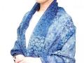 本藍染 小丸刺繍ショール（絹100％）（天然灰汁醗酵建）